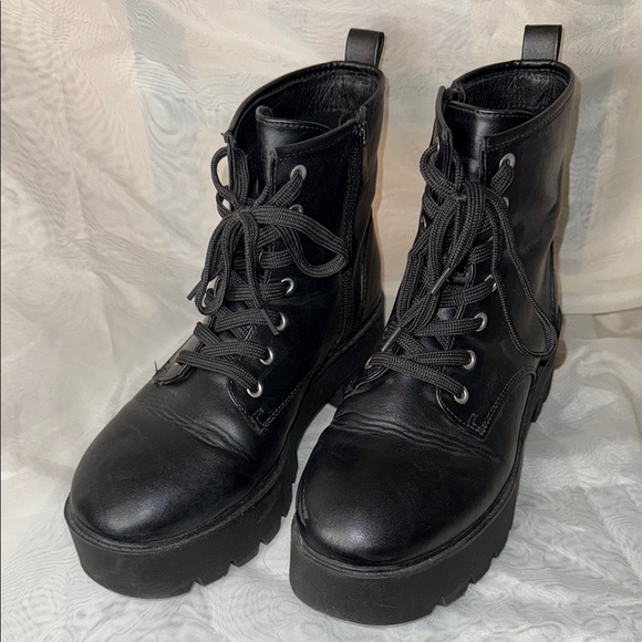 Torrid Black Combat Platform Boots - Picture 2 of 11